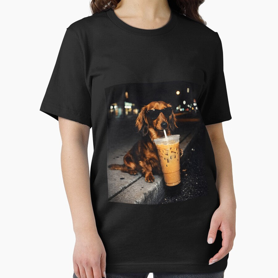 Funny Dachshund Drinking Iced Coffee Cute Dog Meme Humor by EdnaHorn