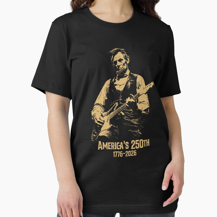 America's 250th Abraham Lincoln Playing Guitar Retro Vintage by Starry Night Creative Art