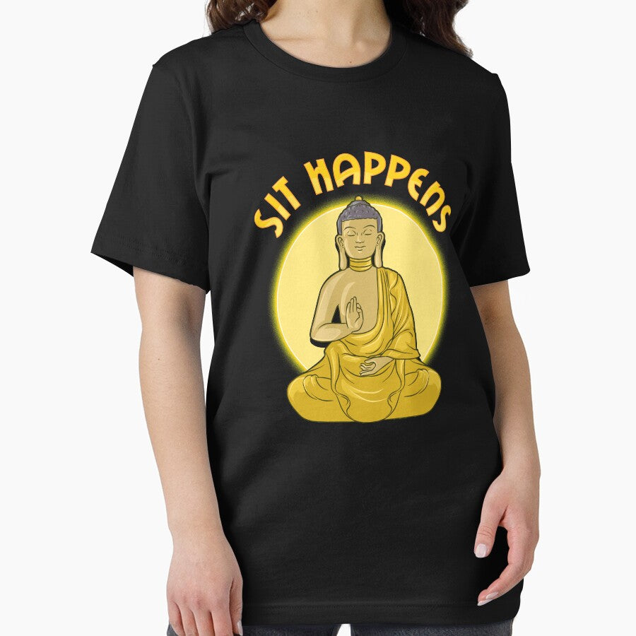 Sit Happens Funny Meditation Pun Monk Meditating by perfectpresents