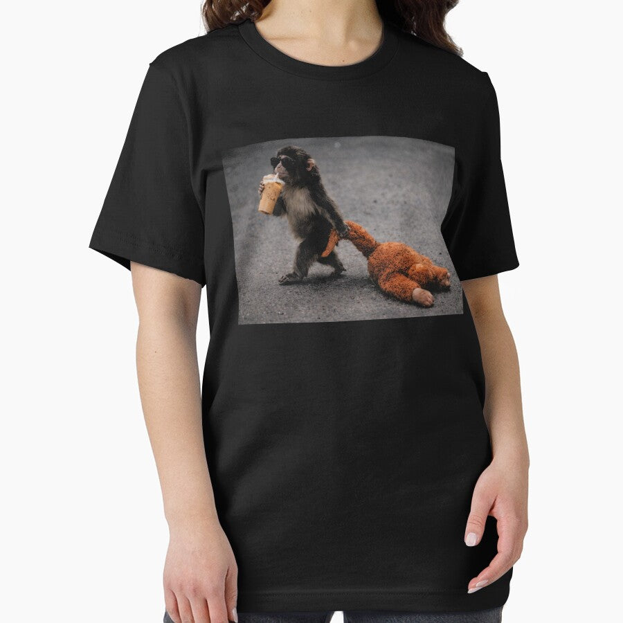 Baby Monkey Punch Drinking Iced Coffee, Animal Lover Meme by borenclolahroy