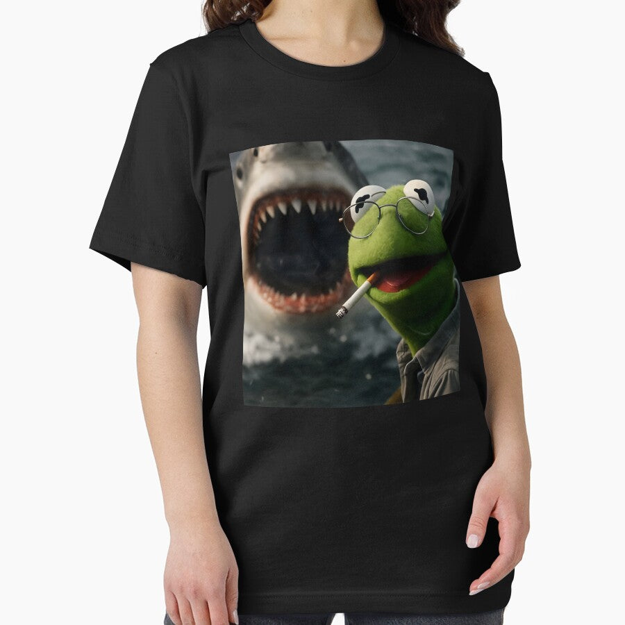 Smoking Frog Meme Shark Attack Parody Vintage Dark Humor by CrossKateOne