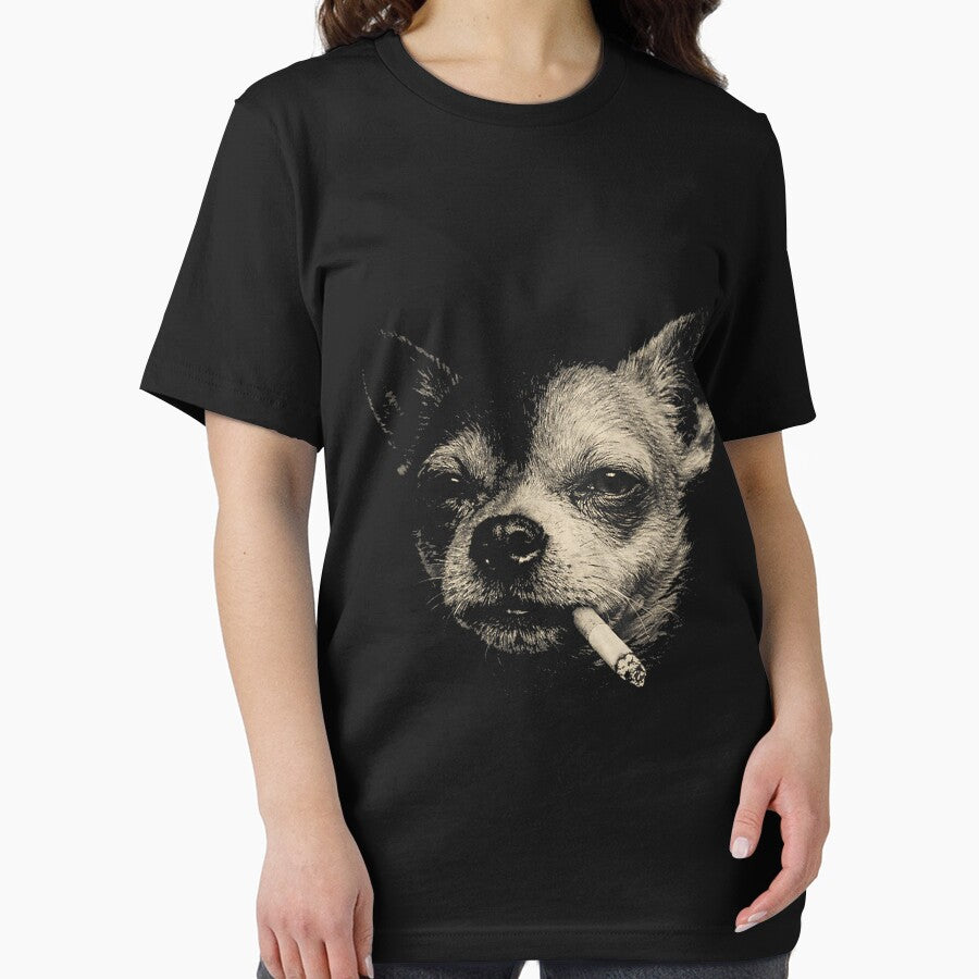Funny Smoking Chihuahua Vintage Y2K Grunge Dog Graphic Tee by FrankIsabel