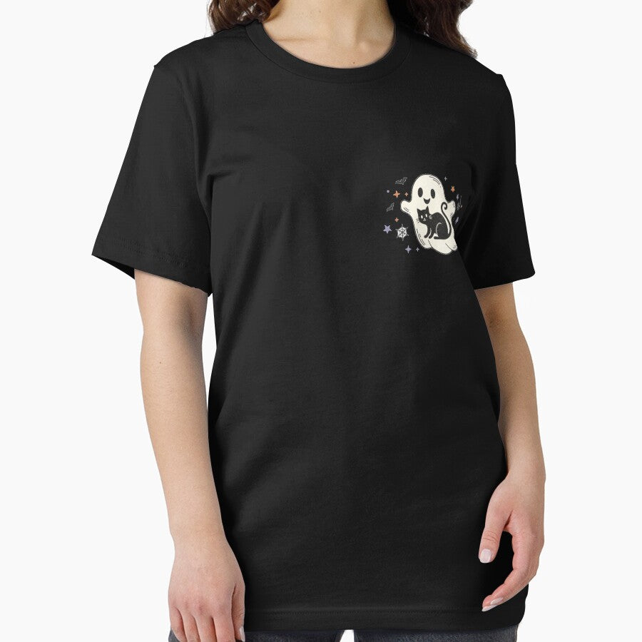 Ghost Halloween T-Shirt  Cute Ghost Cat Graphic Tee Spooky Season Shirt Vintage by VioraShopNow