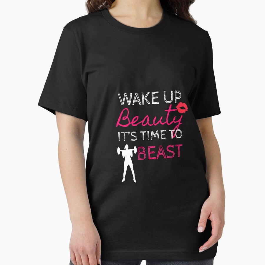 Wake Up Beauty Its Time to Beast | gym shirts | men fitness | funny exercise shirt | funny fitness shirts | workout clothes | fitness motivational gym shirts | workout shirt by Kreature Look