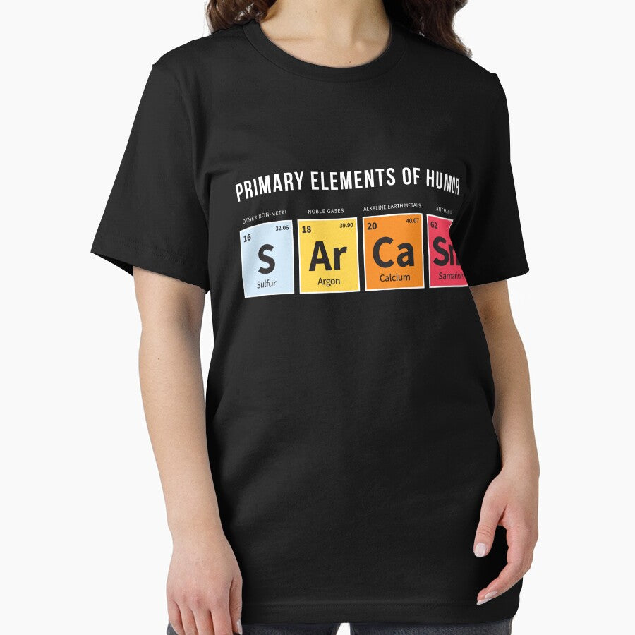 Sarcasm Elements of Humor Periodic Table Funny Sarcastic Tee by Kieran Abbott