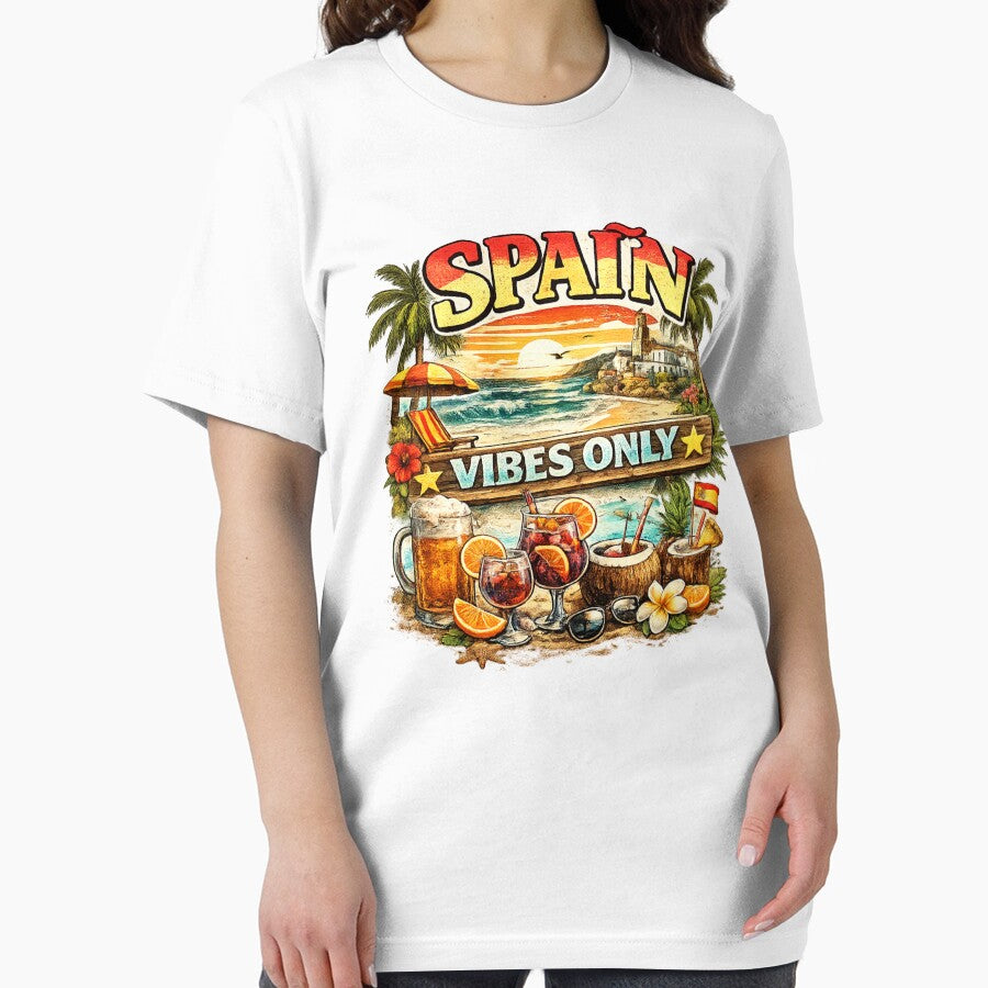 Spain Vibes Only T Shirt Beach Holiday Vacation Spain Summer Tee by PetsSounds