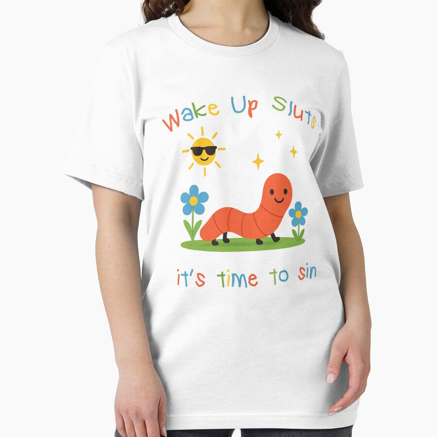 Wake up it's time to sin, funny worm meme by CARBONARA LLC.