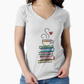 Cup of Tea and Books T-Shirt. Cute Gift for Book Lovers by MemWear