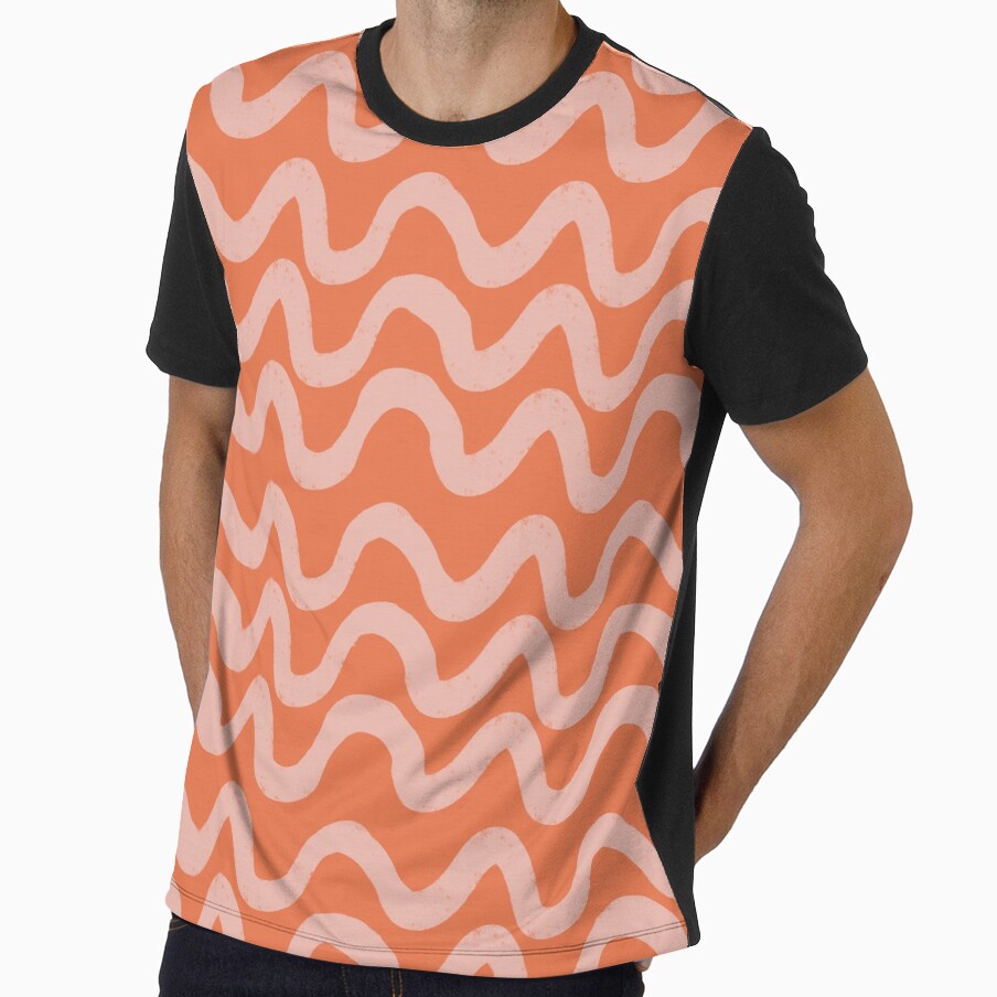 Boho Mid Mod Wiggly Lines Coral Pink by susycosta