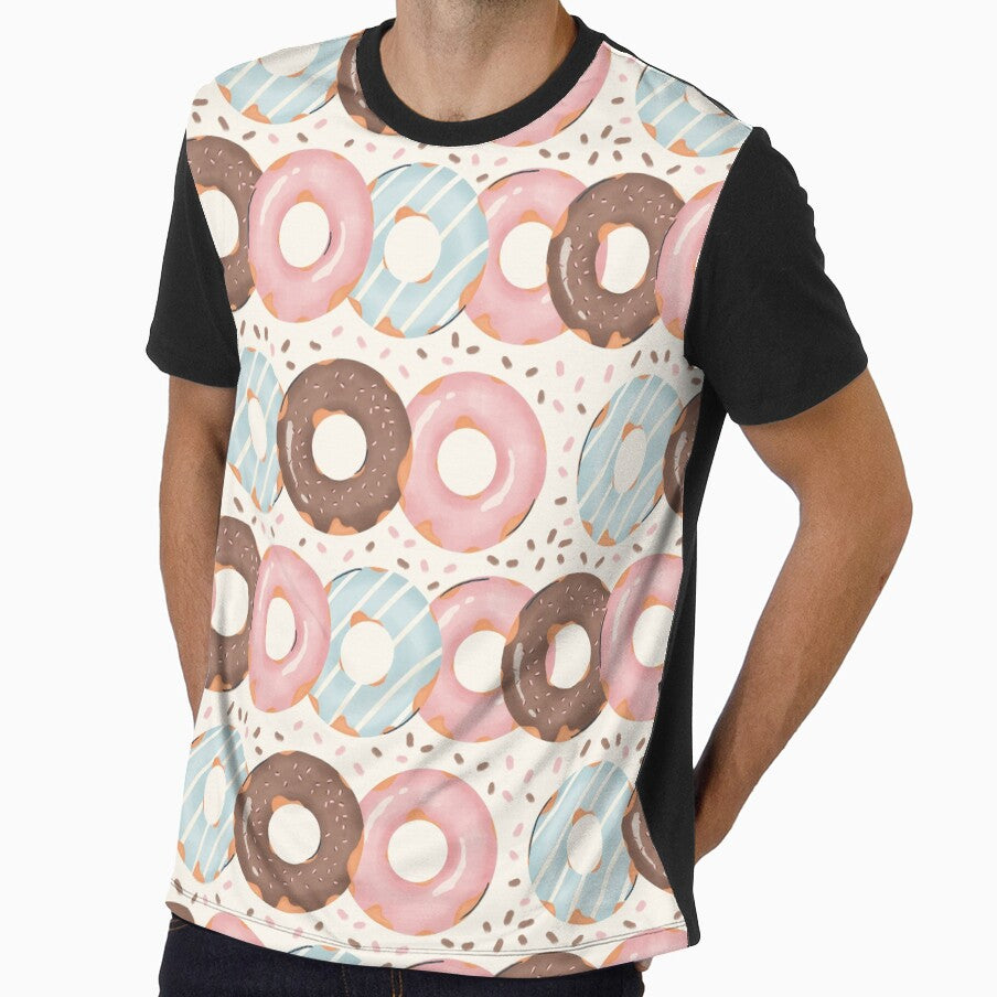 Doughnut Pattern – Cute Hand-Painted Donuts with Sprinkles by AniaMartaArt