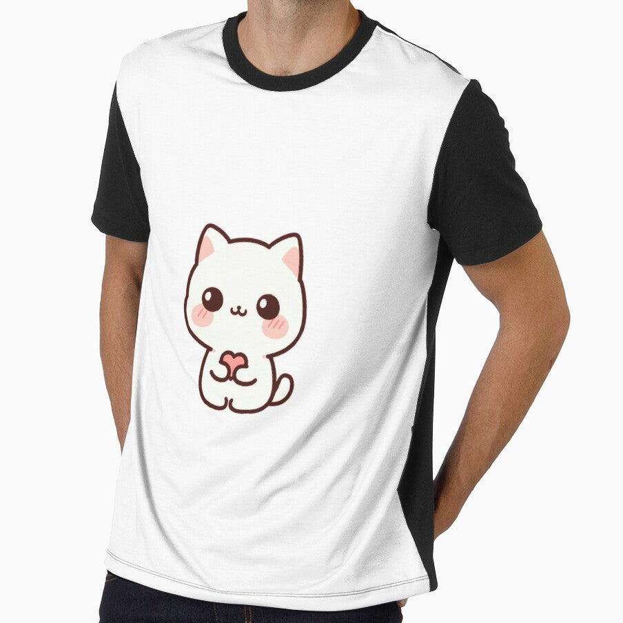 Cute Kawaii Cat with a Valentine's Heart by DolceLunaFinds
