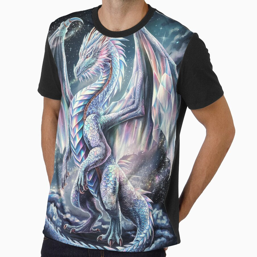Iridescent Cosmic Dragon in Starry Galaxy by ZetaDream