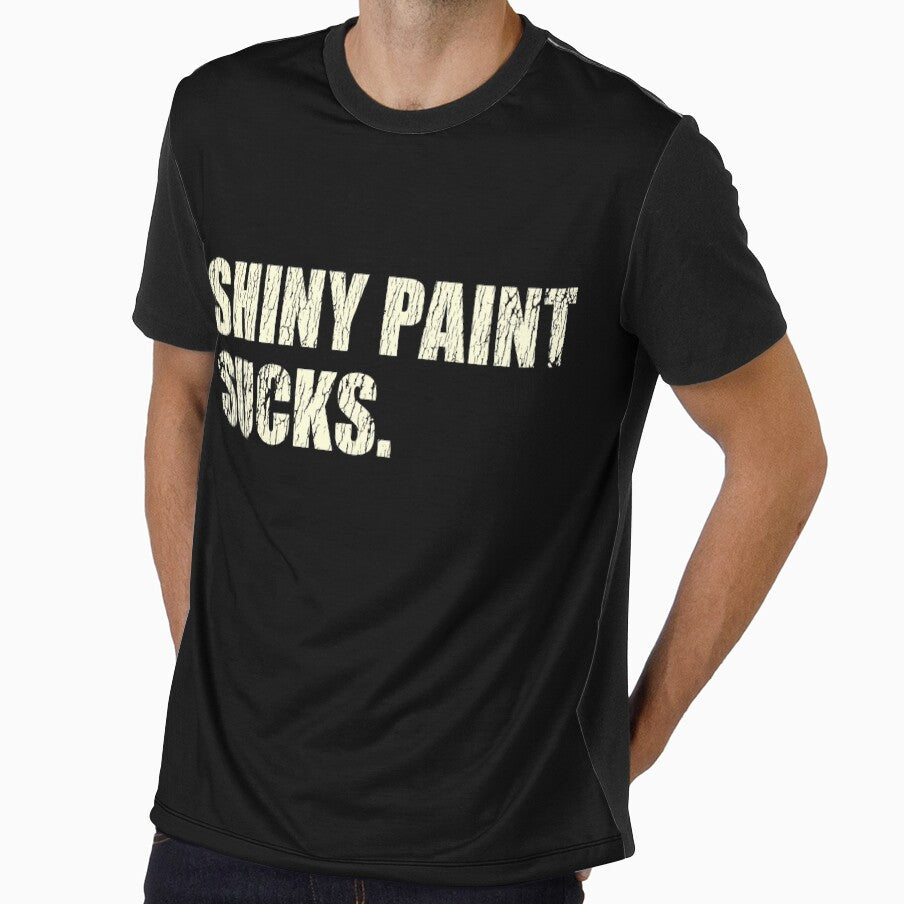 Shiny Paint Sucks - for patina paintwork custom car and hot rod fans - old white print by retropetrol