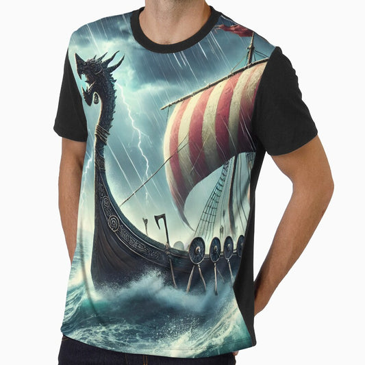 Stormborn Voyage: Viking Longship in the Tempest by FantasyVillaArt