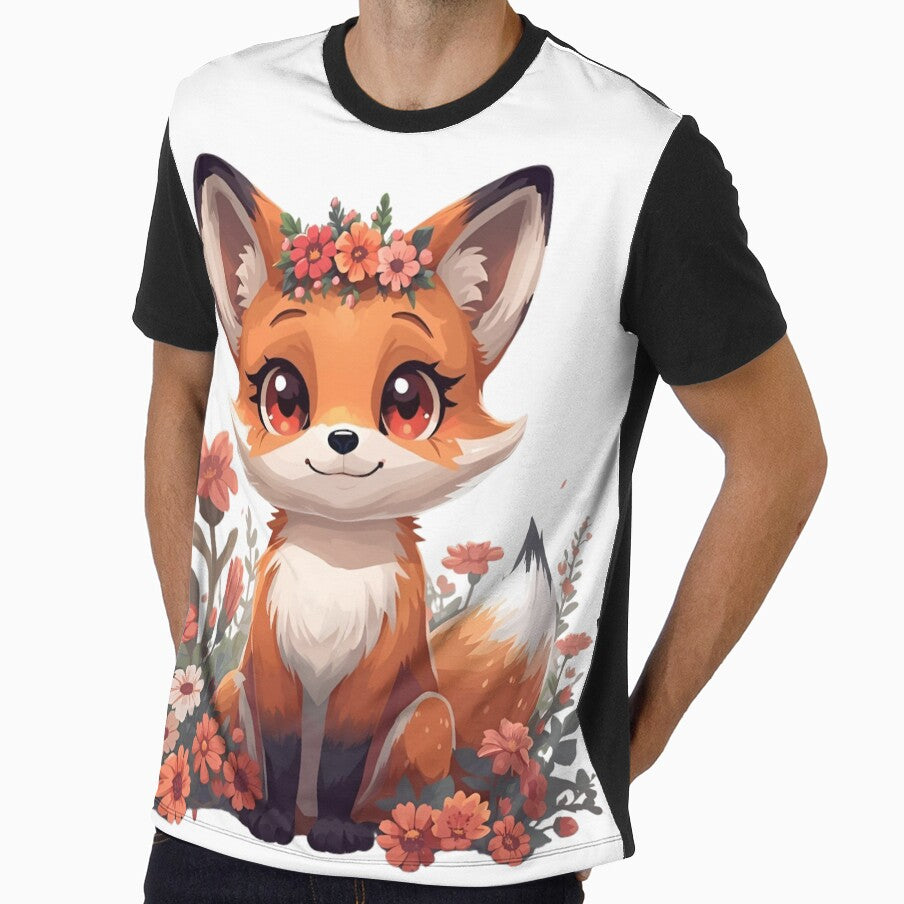 Cute fox with flower wreath by SimonsDesignArt