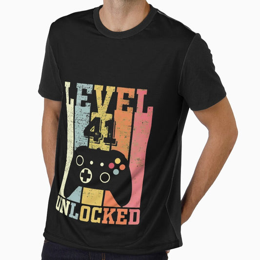 Level 41 Unlocked Funny Video Gamer 41st Birthday Gift by OlyvieArt