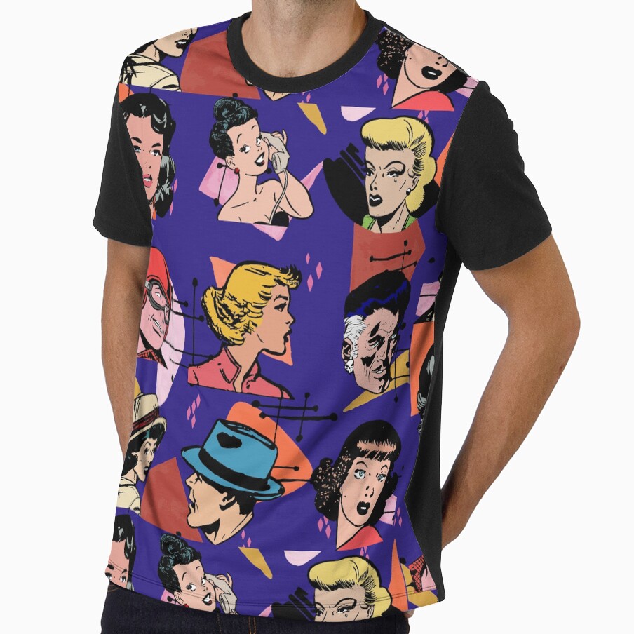 Colorful Retro Pattern With People by Taleahsdesigns