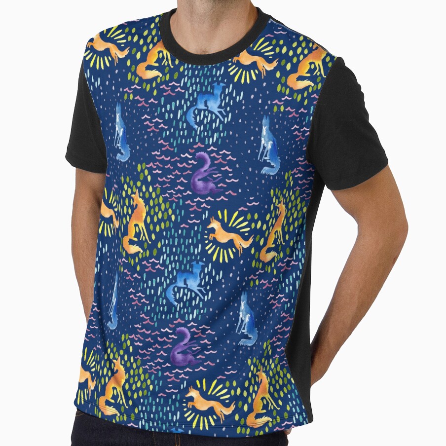 Silken Splashes on Navy by LauraGarabedian