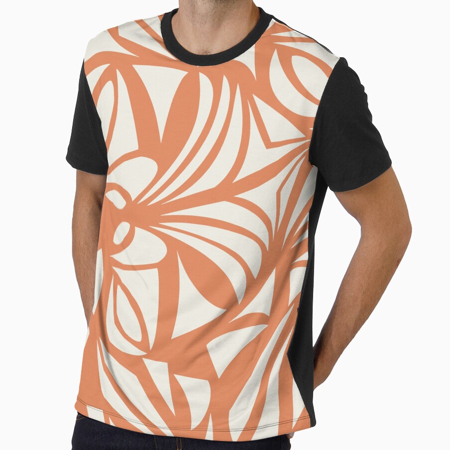 Boho, Geometric, Hawaii Art, Palms Print, Orange and Cream by meggydesigns