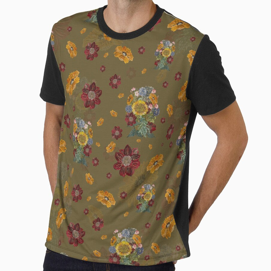 Bouquet flower seamless pattern on ocher background by Yana Mustafina | Boho Soulful Designs