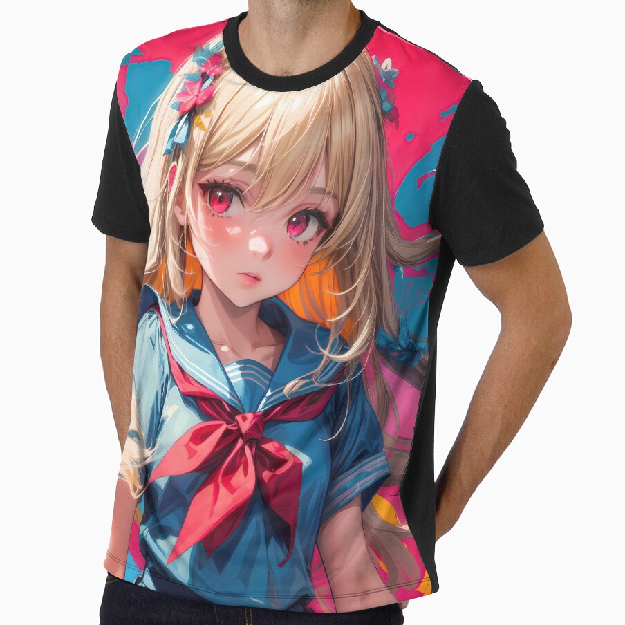 Anime schoolgirl colorful portrait art by TheArtistOf2022