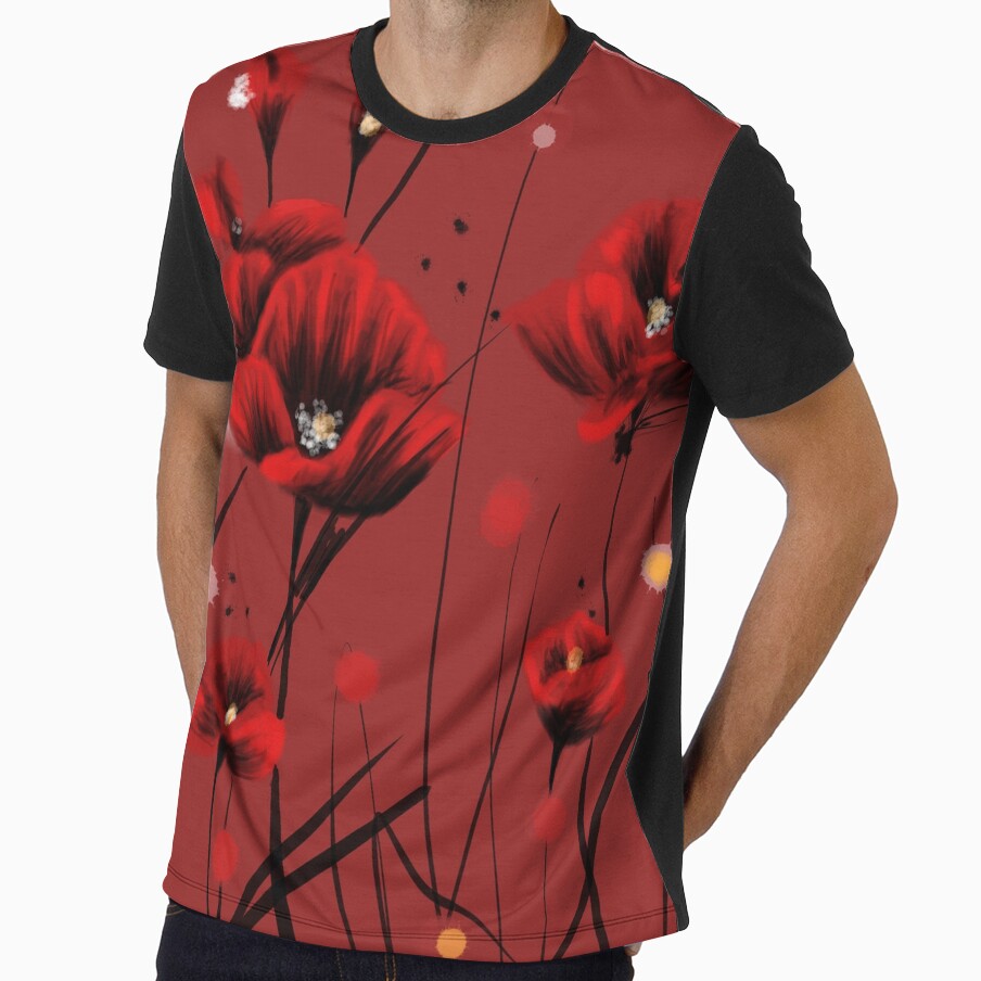 ​Fiery Poppies - Bold Red & Black Floral by ArtStyleAlice