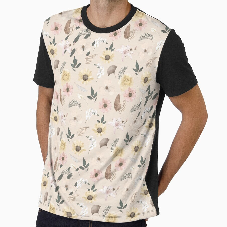 Beige and Cream Minimalist Flower Pattern by Eunoia-ikigai