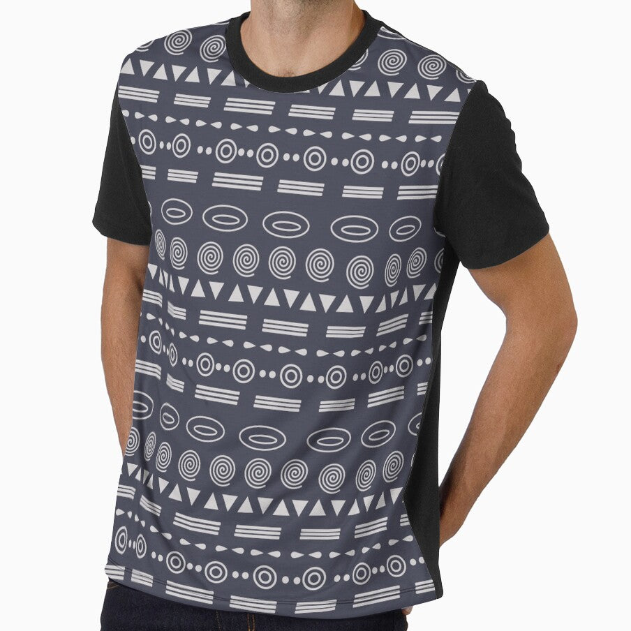 Tribal inspired boho geometric pattern - dark gray and white by ahahdodo