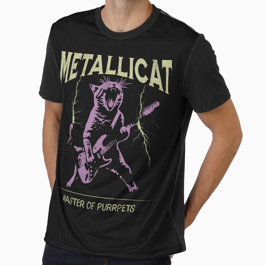 Metallicat, Funny Cat, Heavy Metal Music, Thrash Rock Gift, Guitar Cat by SiddoMingalo