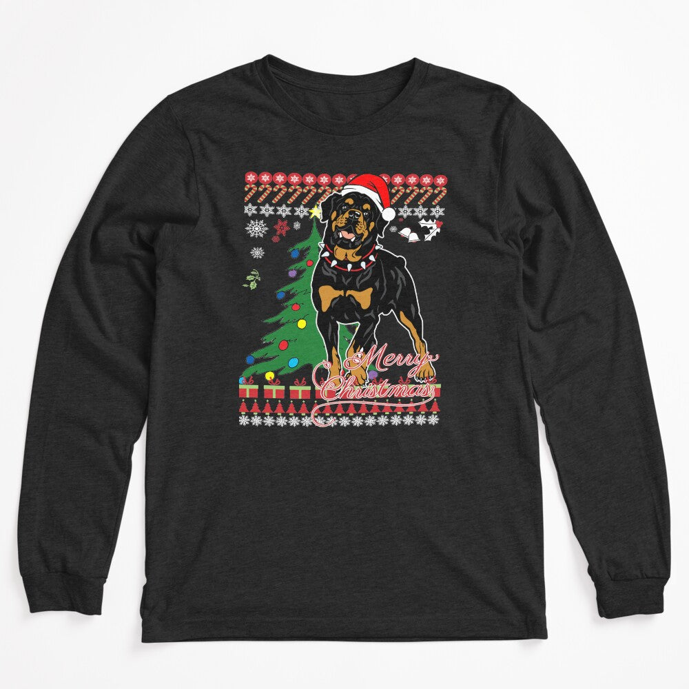 Ugly Christmas Sweater For Rottweiler Dog Lover Xmas Gift - Ladies T Shirt by lucymeme