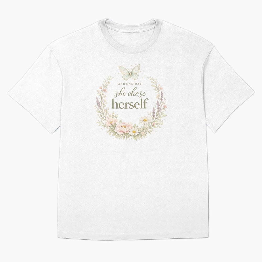 She Chose Herself Self Love Gift for Her Women Empowerment Butterfly Shirt by DreamelleStudio