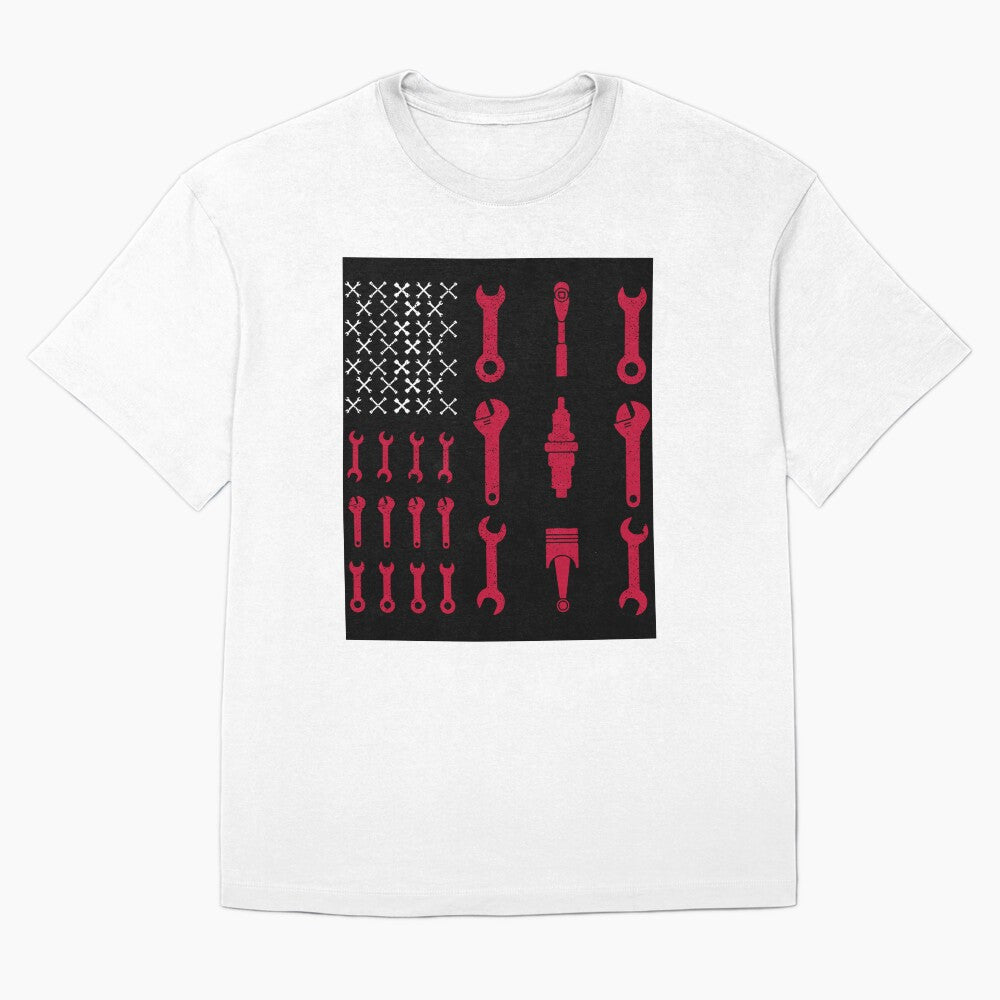 Funny Mechanic Shirts - Mechanic American Flag T-shirt by mrsmitful
