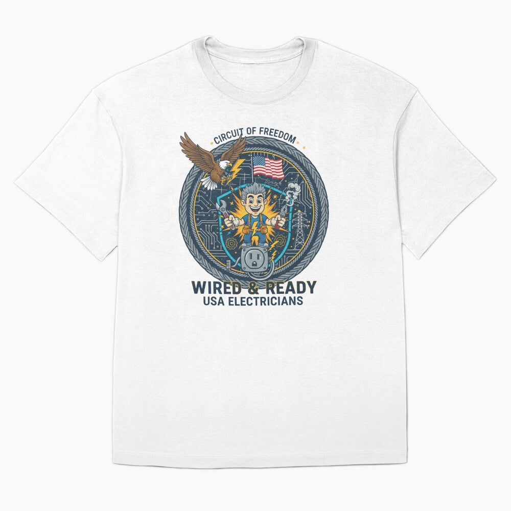 American Electrician T-Shirt |  Wired and ready - USA electricians by AGRO ART