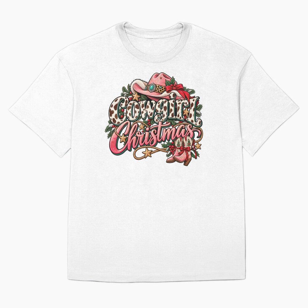 Cowgirl Christmas T-Shirt | Western Holiday Cowboy Boots Christmas Tee by graphic-genie