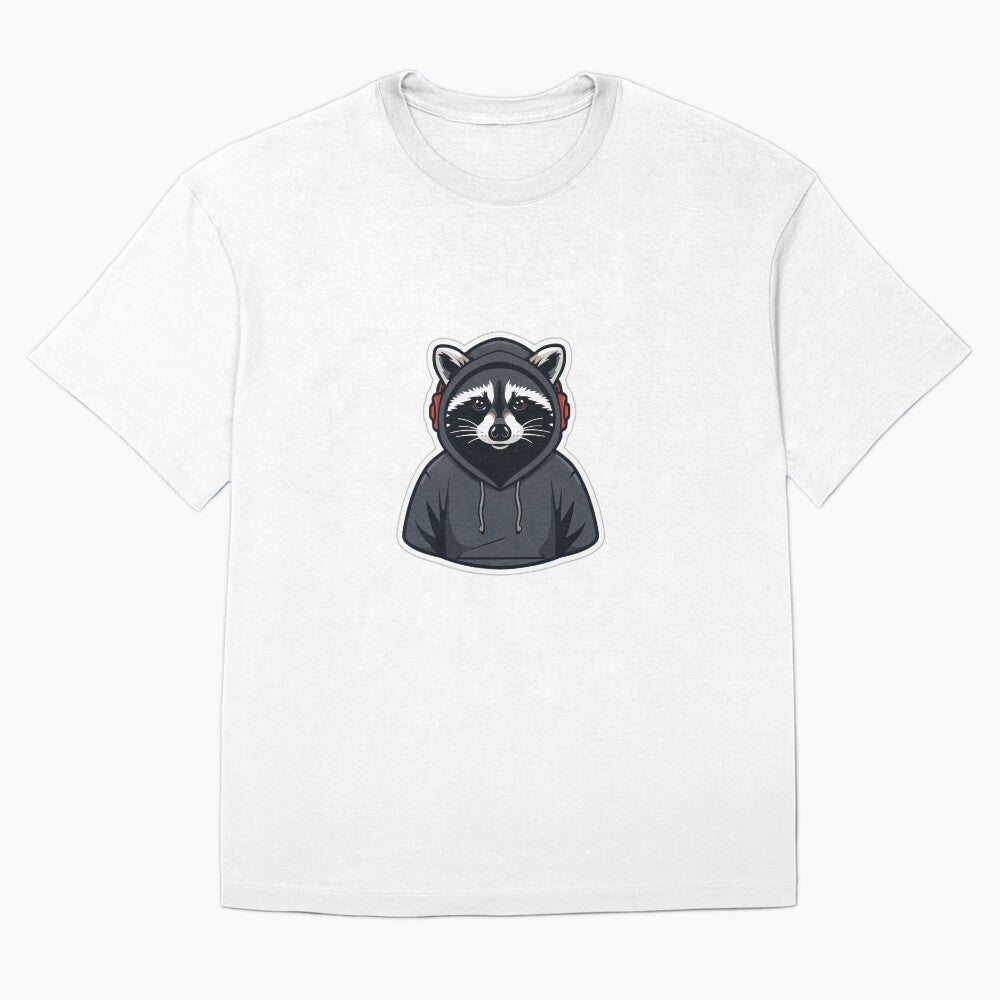 Cool Raccoon Wearing Hoodie and Headphones Sticker Illustration by DigitalStudioZT