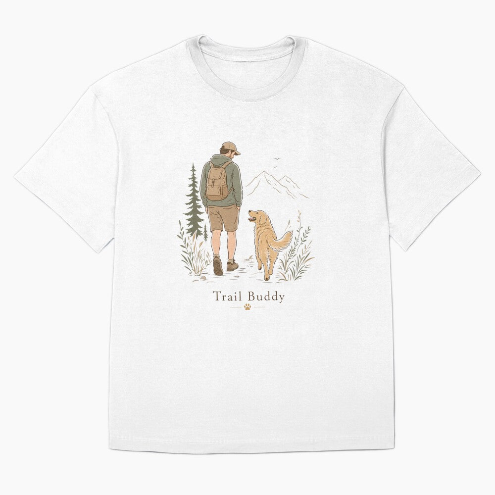 Trail Buddy Golden Retriever Dog Dad Minimalist T-Shirt by Ashley critters