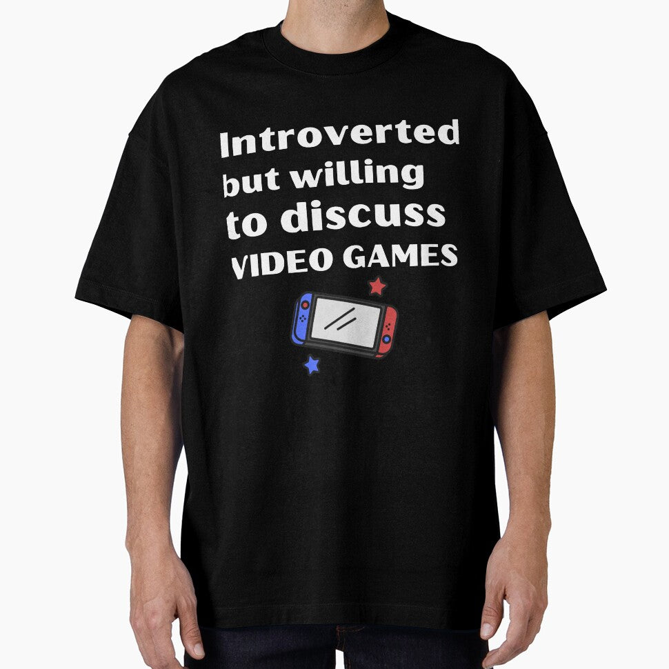 Introverted But Willing To Discuss Video Games Funny Introvert Tshirt by OldSkullDesigns