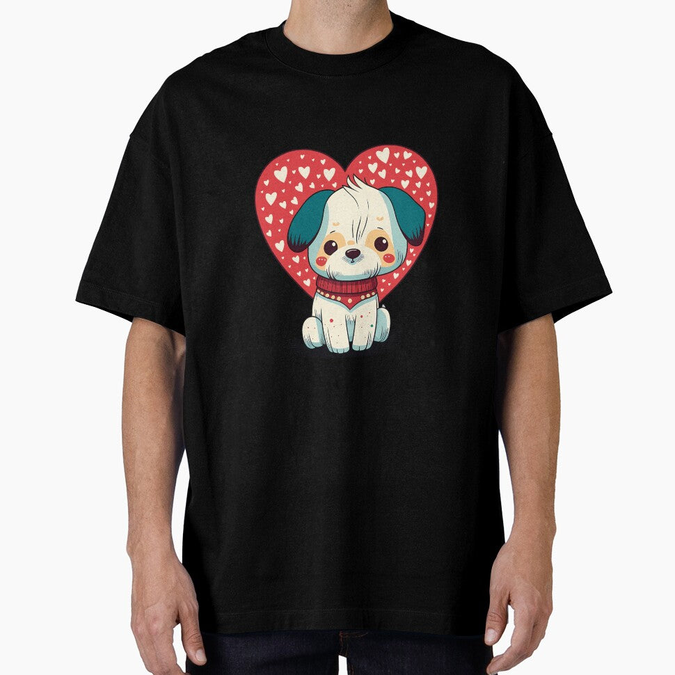 Cute Dog with Big Red Heart for Dog Lovers Valentines Day by Vexel Studio