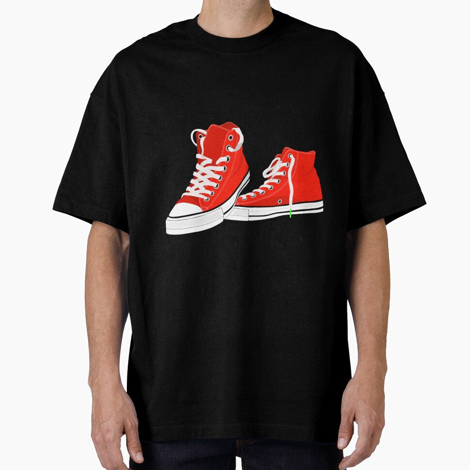 Red High-Top Canvas Sneakers by Sfumata Illustration
