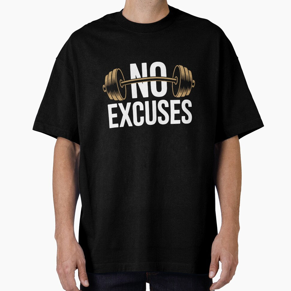 No Excuses Gym Motivation Shirt – Barbell Workout Fitness Discipline Design by EvolusionPro