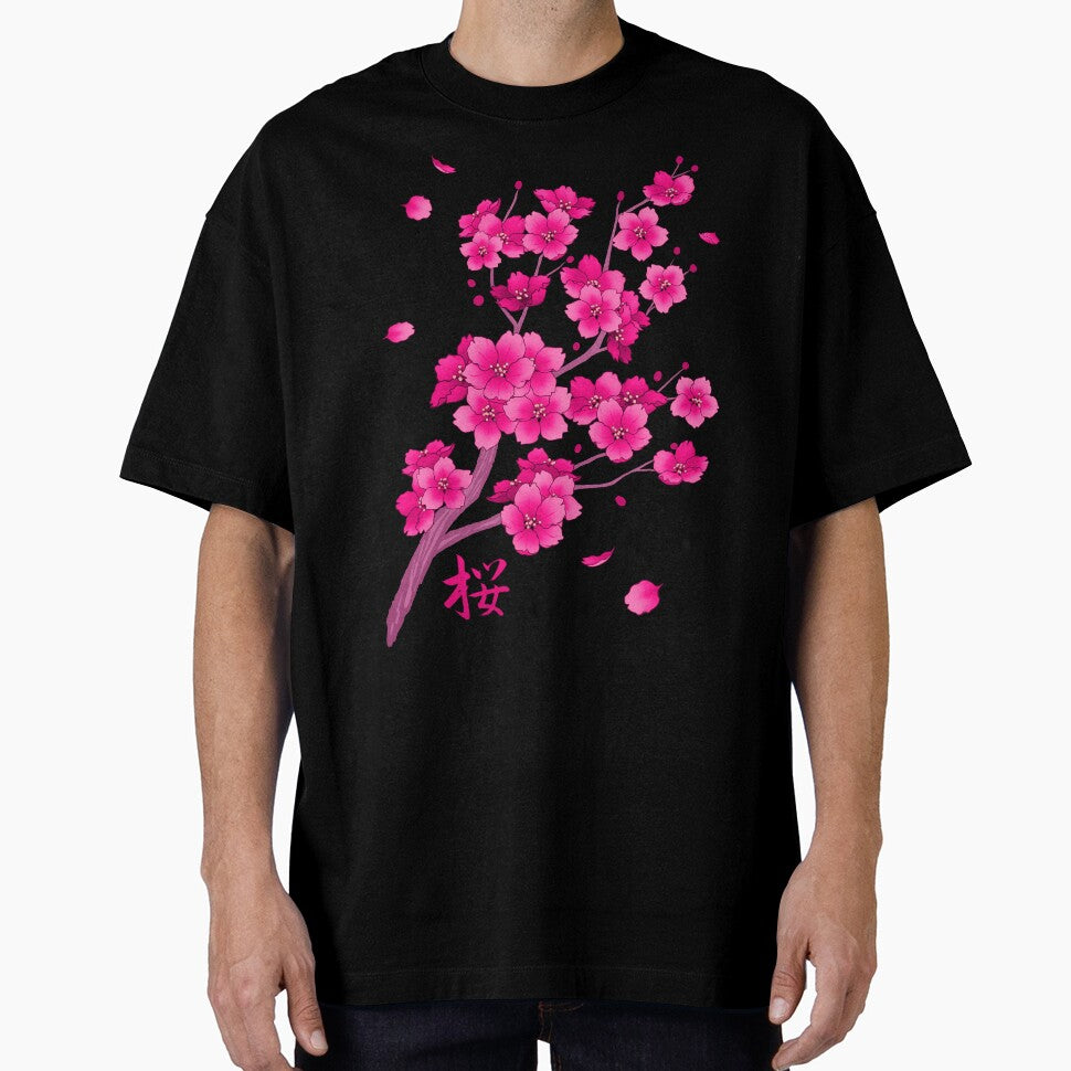Falling Neon Hot Pink Sakura Cherry Blossom by arterialmotive