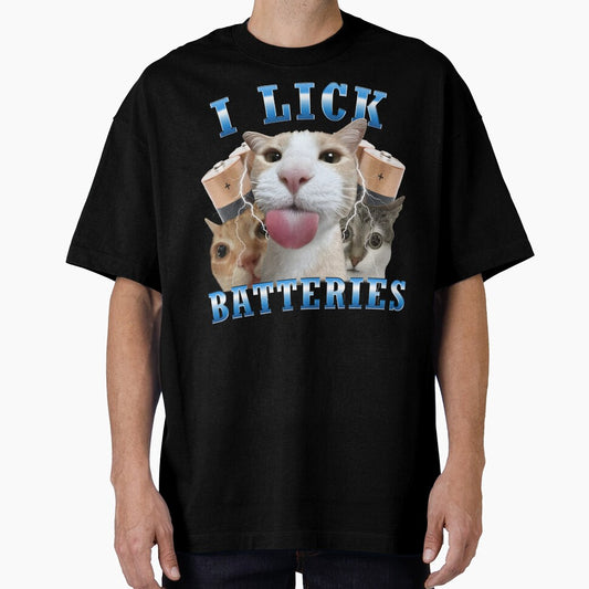 I Lick Batteries Funny Cat meme by MemishDesign