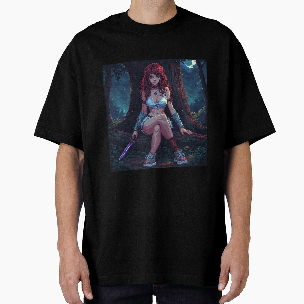 Retro Sexy Looking Girl In Forest Holding A Knive ( Dagger ) Red Hair by jimcaza