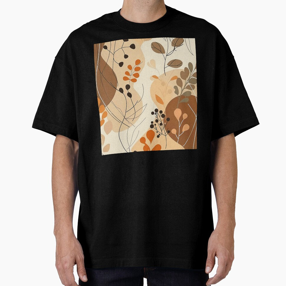 Boho Warm Earthtones Elegant Abstract Leaves Design Art by DEC02