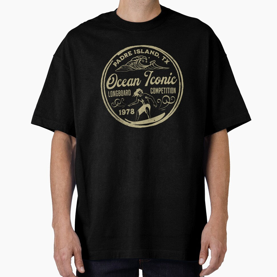 Retro Surfing, Padre Island Longboard Surfing Competition Design by OceanIconic