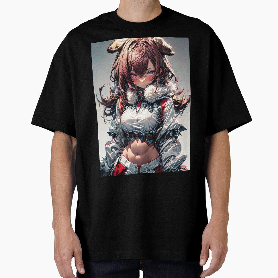 Anime snow girl fighter with bear ears portrait art by TheArtistOf2022