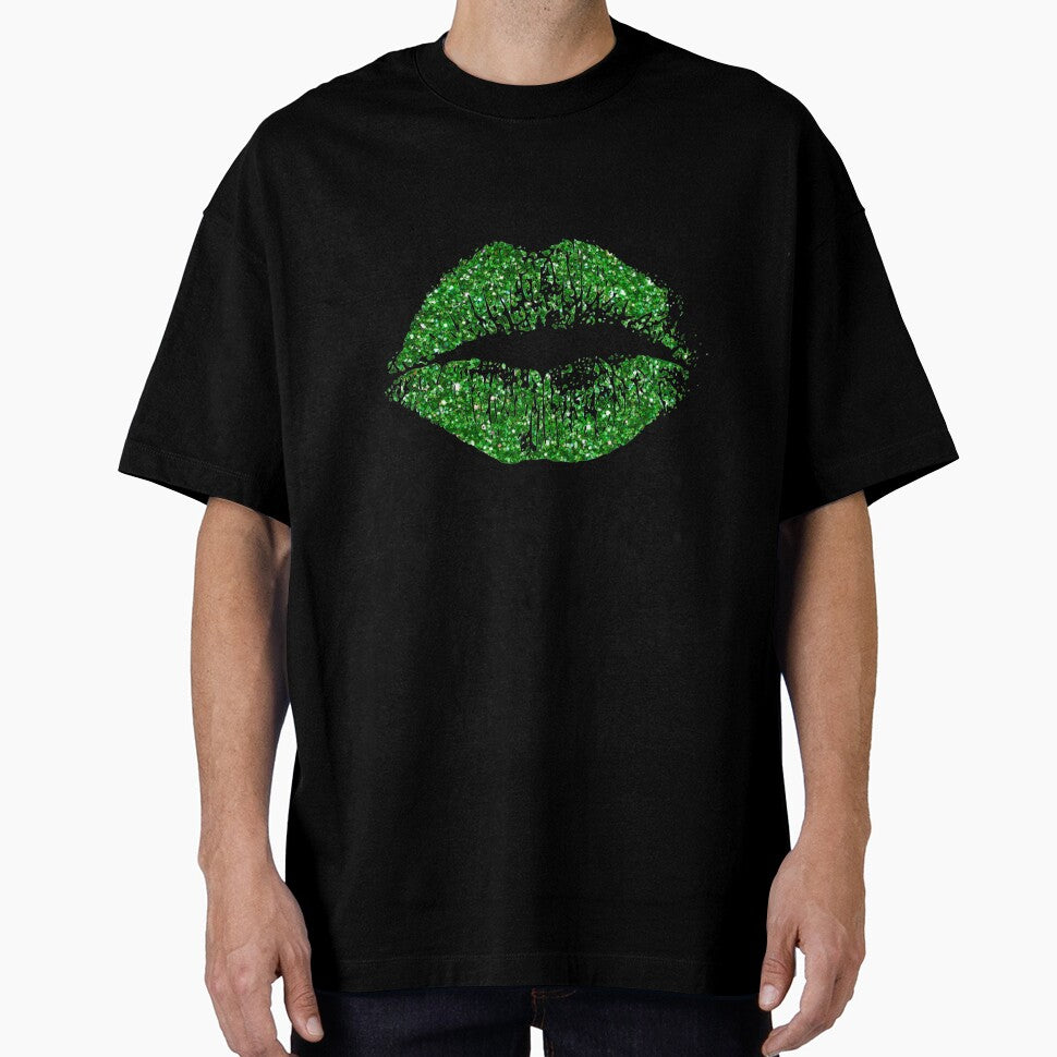 Stylish Green Glitter Lips by NirVenaArt