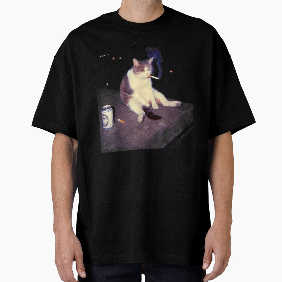 Smoking Cat Meme Shirt – Funny Cigarette Kitten Brainrot Tee by LizzyKeiko