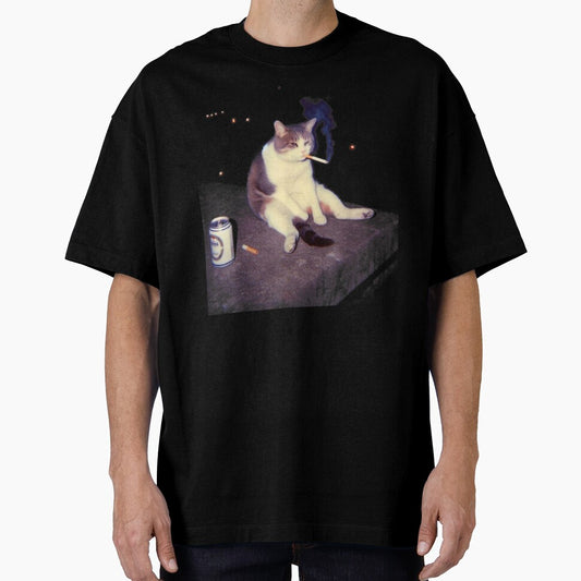 Smoking Cat Meme Shirt – Funny Cigarette Kitten Brainrot Tee by LizzyKeiko