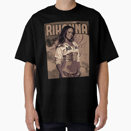 Rihanna  Brown Vintage Poster   Washed 90'S Hip Hop Rap Tour T Shirt Singer Casual Tee Halloween Short Sleeve by poonaja002